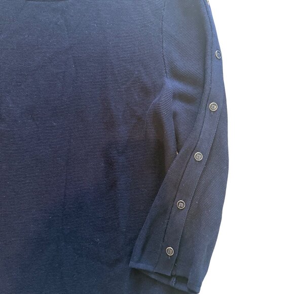 Talbots Navy Blue 3/4 Sleeve Sweater Top With Button Accents Size L - Picture 5 of 7